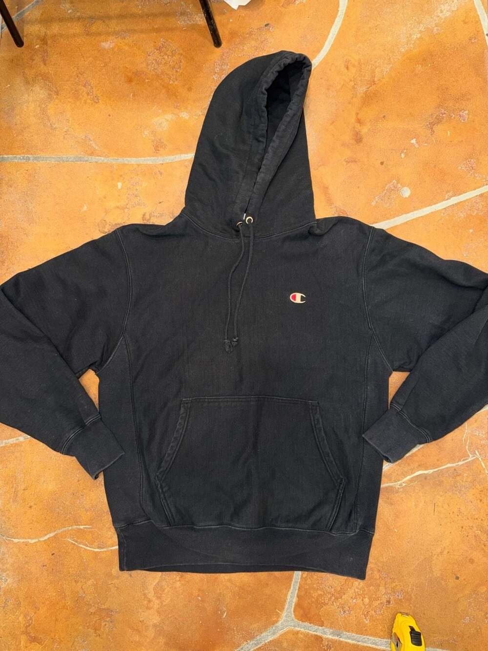 Champion Reverse Weave Hoodie Size Medium Black Pullover Sweatshirt